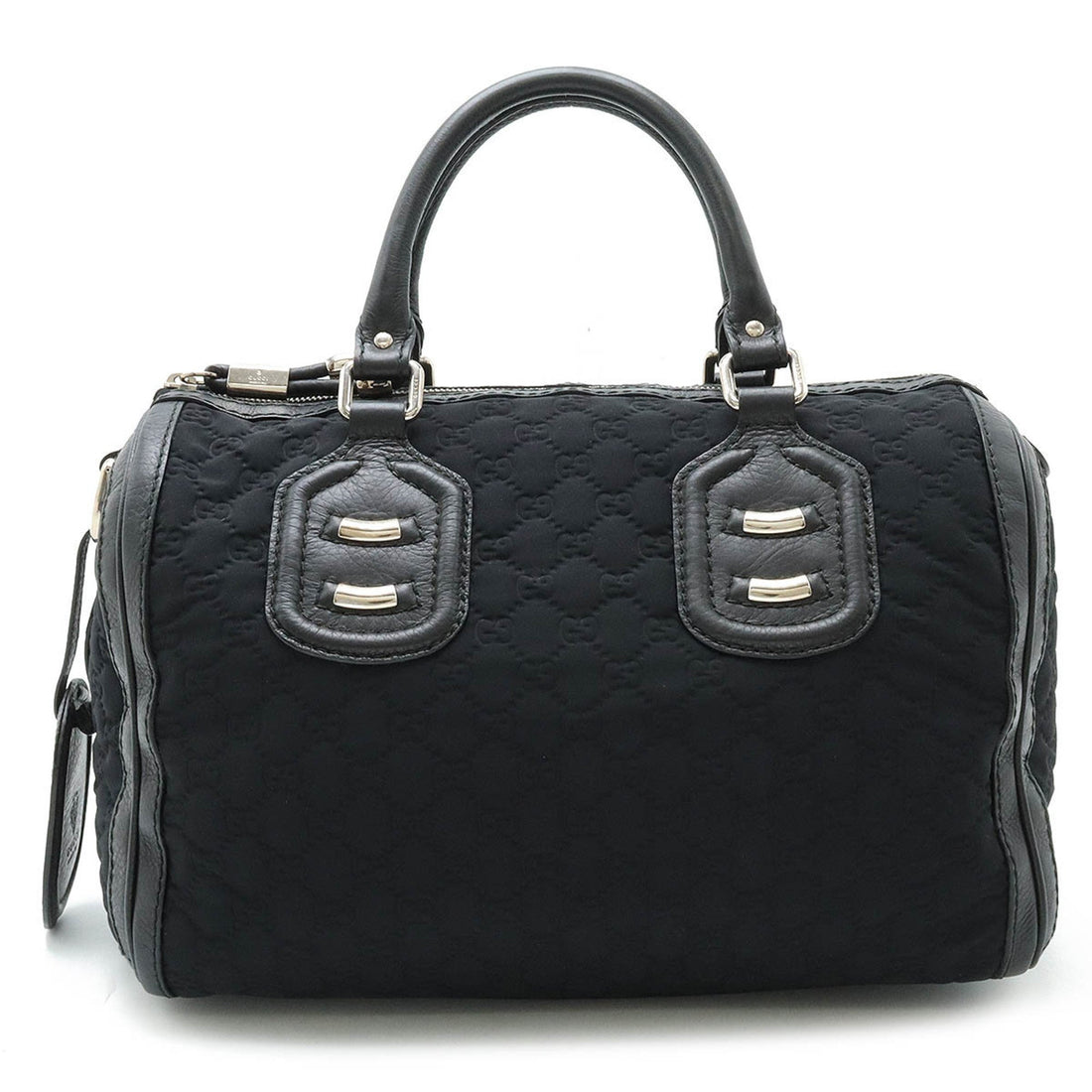 Gucci Black Nylon Leather Boston Bag Handbag