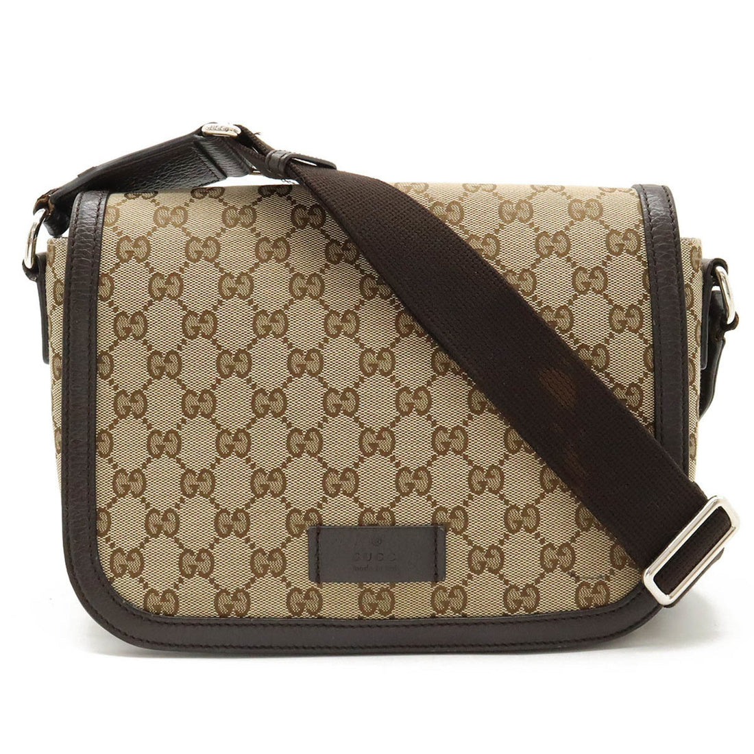 Gucci Dark Brown Canvas Leather Shoulder Bag