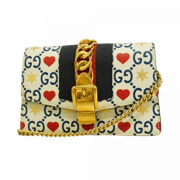 Gucci Multi-Color White Leather Shoulder Bag