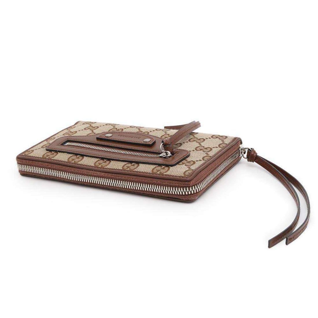 Gucci Beige Brown Canvas Leather Long Wallet (Bi-Fold)