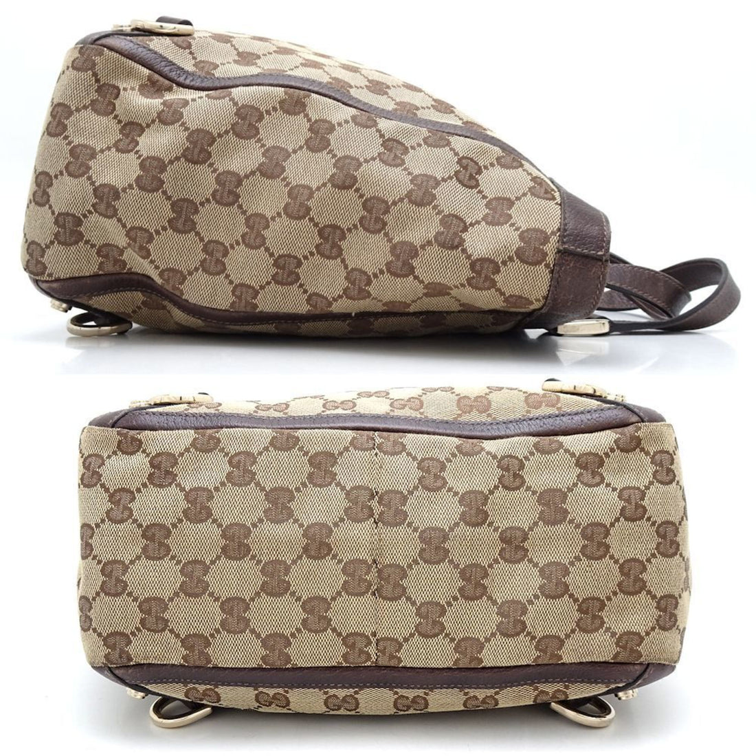 Gucci Beige Brown Gg Canvas Leather Tote Bag