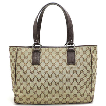 Gucci Gg Canvas Beige Brown Gg Canvas Leather Tote Bag