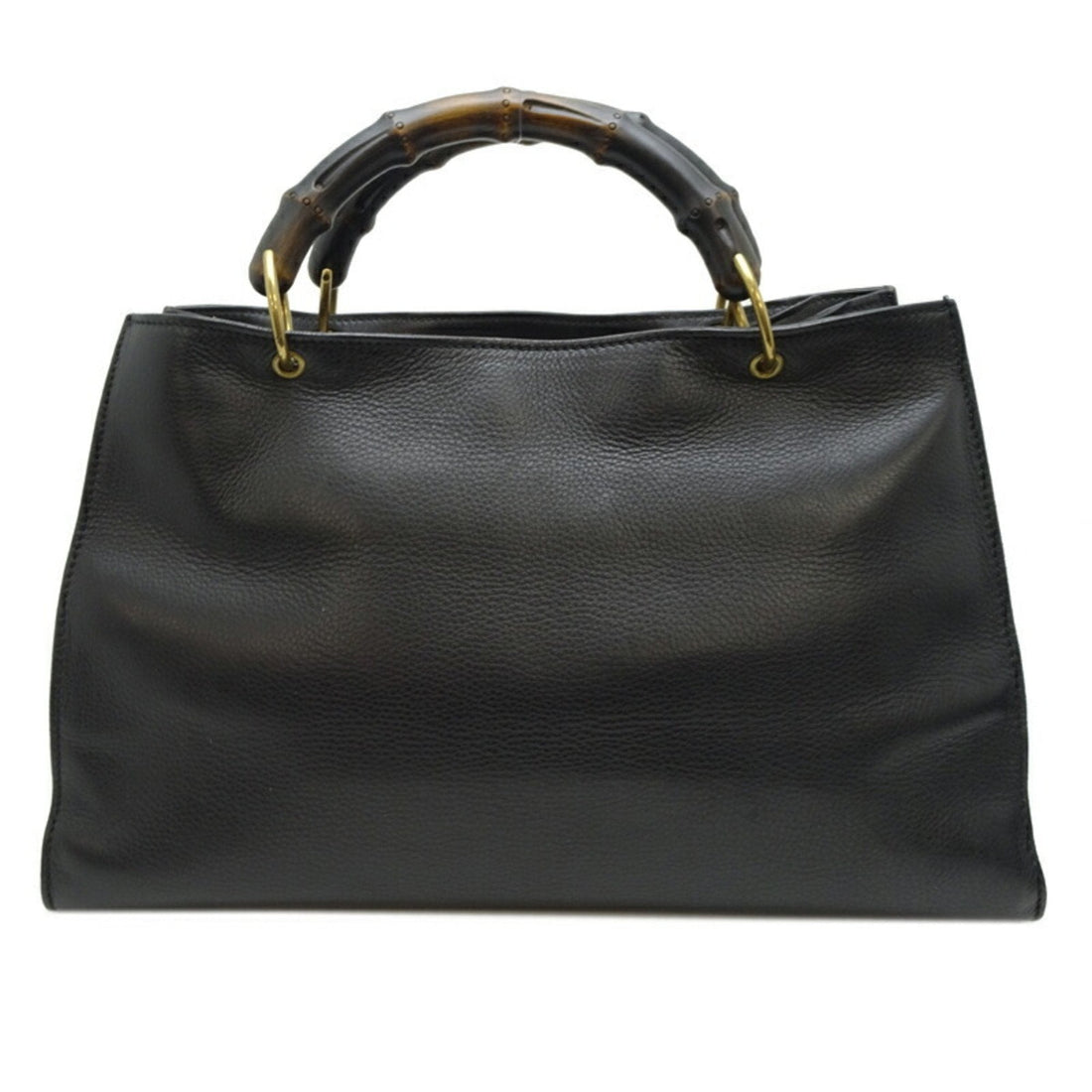 Gucci Black Bamboo Leather Handbag Tote Bag