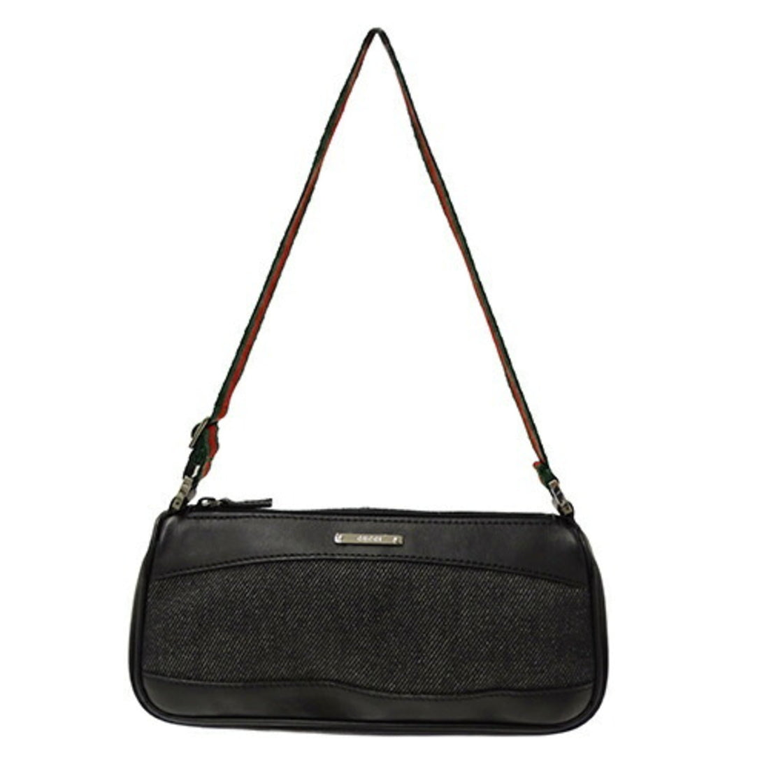 Gucci Black Leather Canvas Handbag