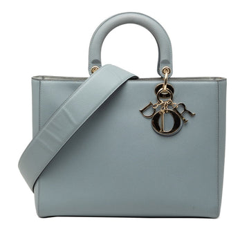 Christian Dior Lady Dior Gray Leather Handbag Shoulder Bag ()