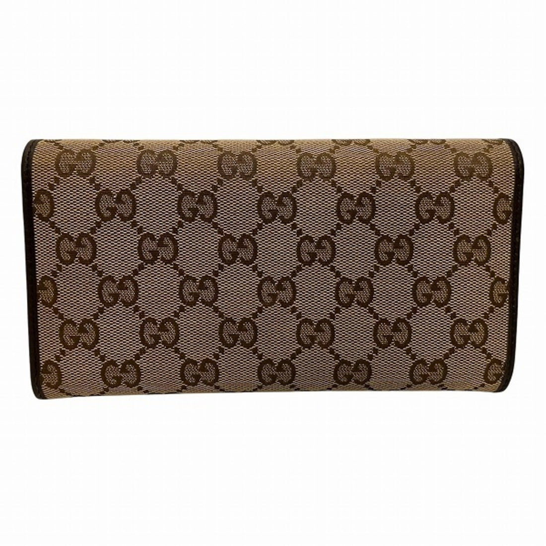 Gucci Beige Dark Brown Gg Canvas Leather Wallet (Bi-Fold)