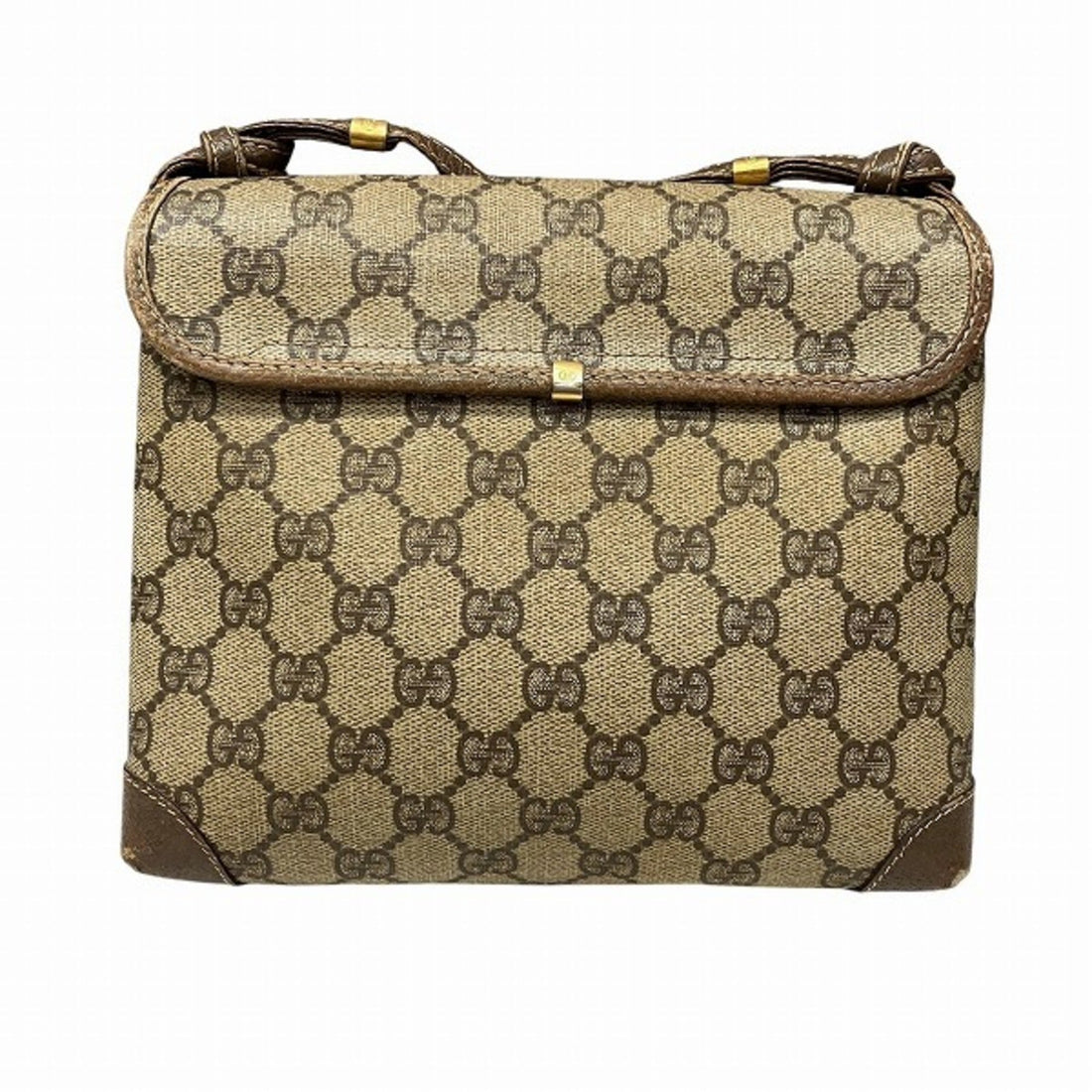 Gucci Beige Brown Pvc Leather Shoulder Bag