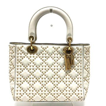 Christian Dior Lady Dior White Leather Handbag Tote Bag ()