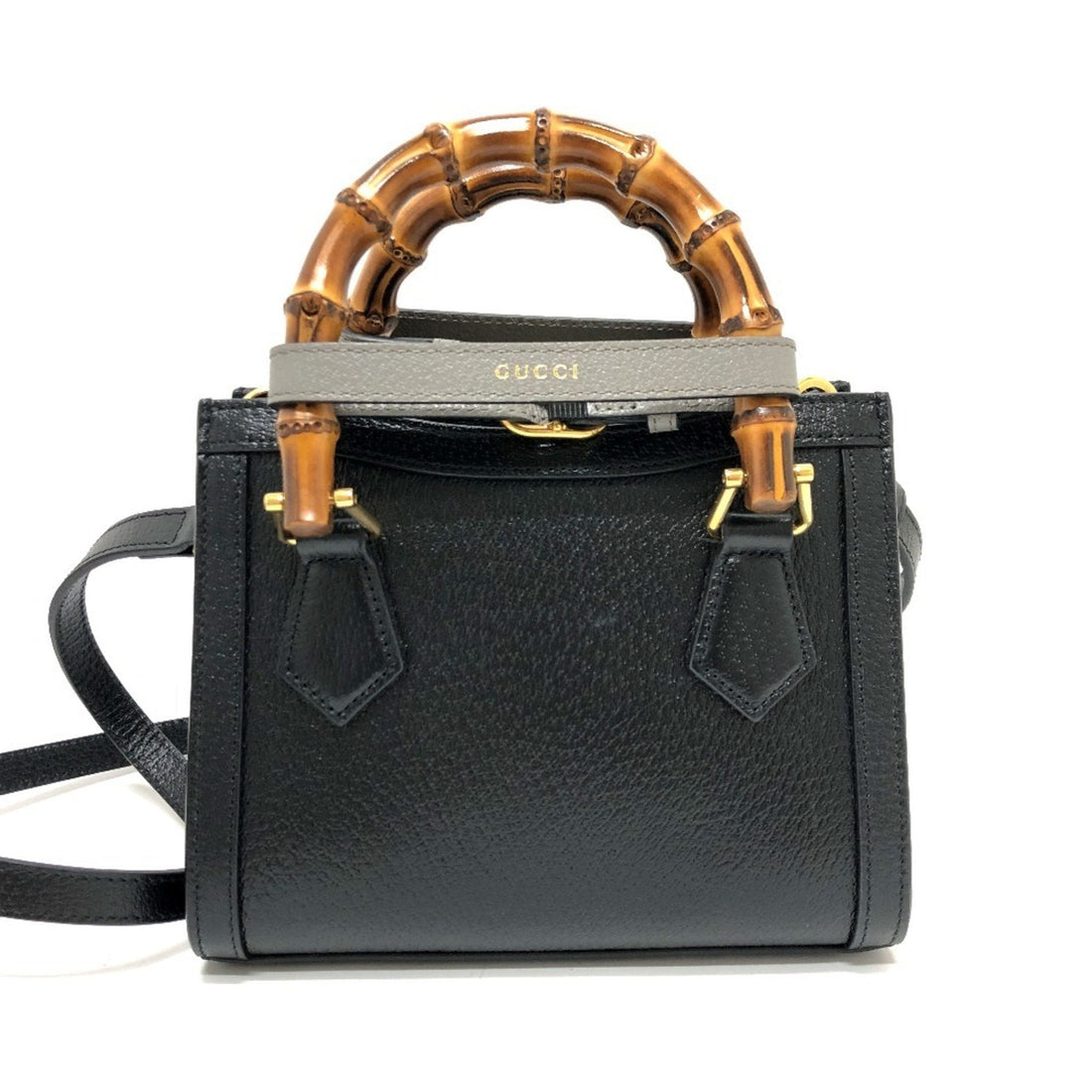 Gucci Black Bamboo Leather Handbag Shoulder Bag