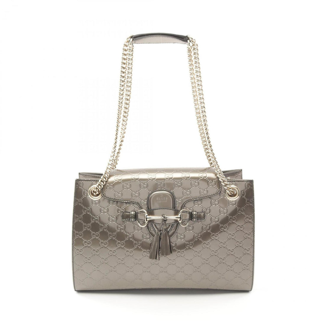 Gucci Silver Patent Leather Shoulder Bag