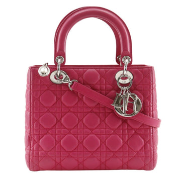 Christian Dior Lady Dior Pink Leather Handbag ()