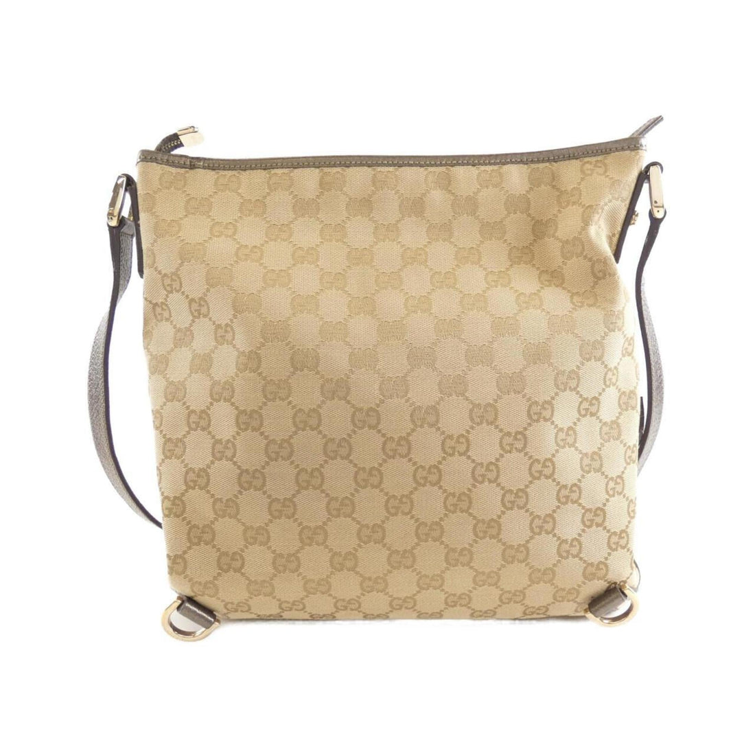 Gucci Beige Khaki Gg Canvas Leather Shoulder Bag