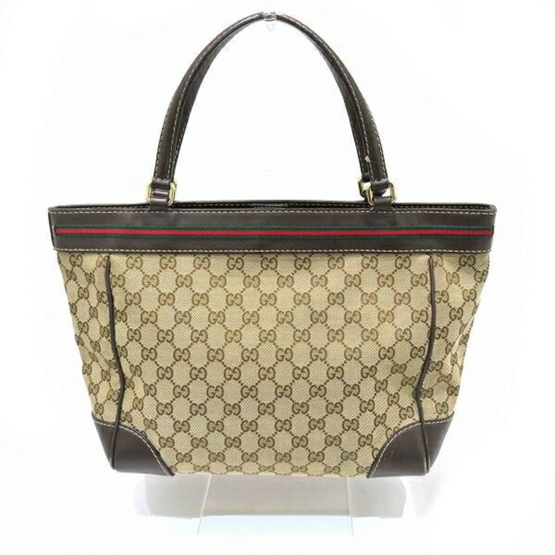 Gucci Brown Leather Canvas Handbag