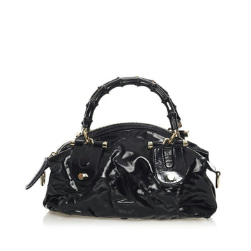 Gucci Bamboo Handbag Shoulder Bag 2way 189869 Black PVC Leather Ladies
