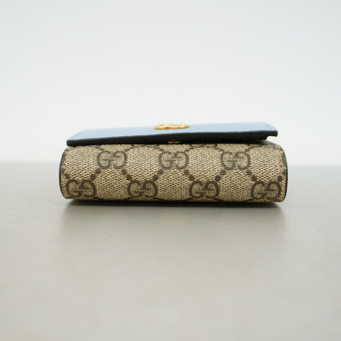 Gucci Blue Brown Pvc Leather Wallet (Tri-Fold)