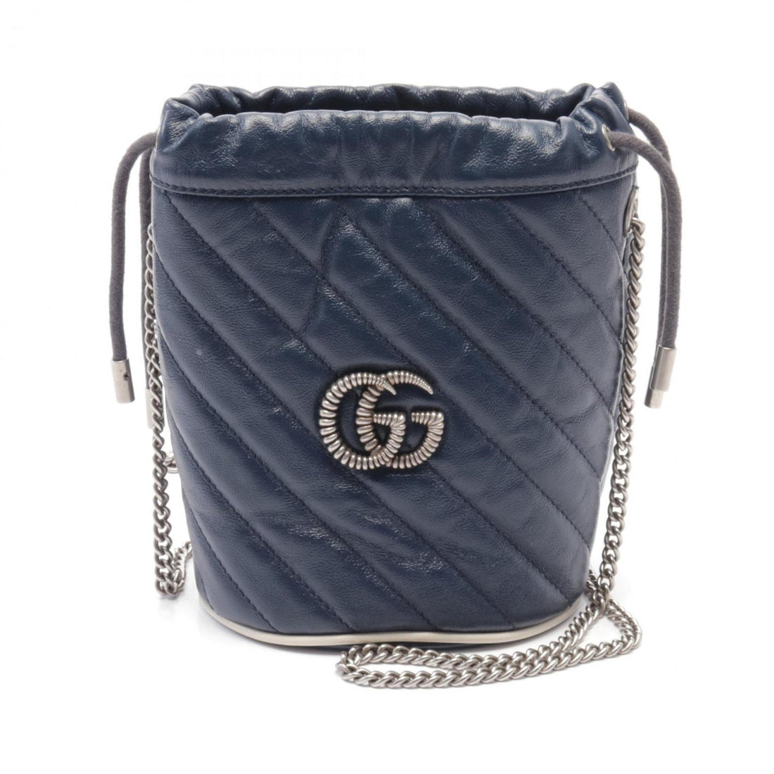 Gucci Navy White Leather Shoulder Bag