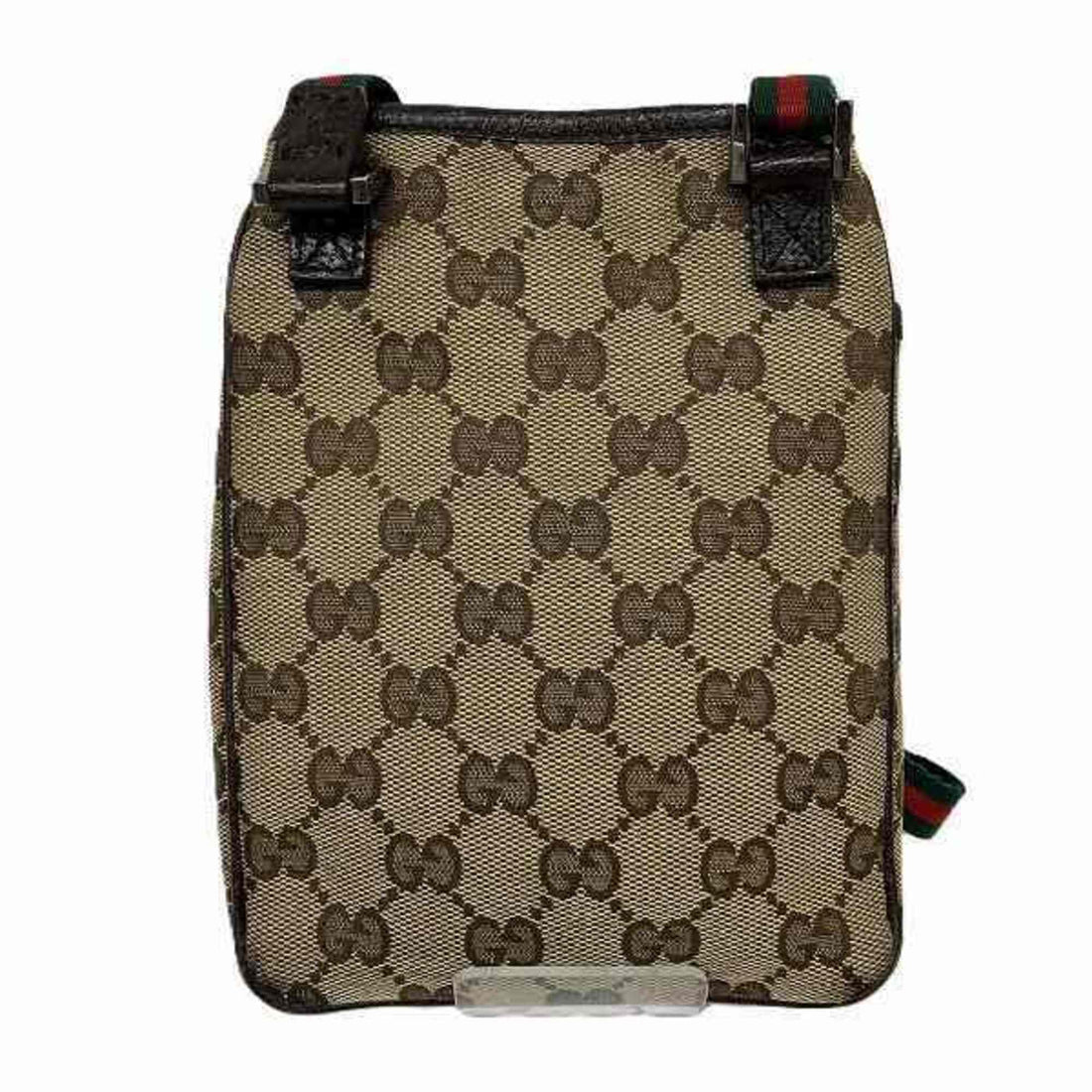 Gucci Brown Canvas Leather Pochette Shoulder Bag