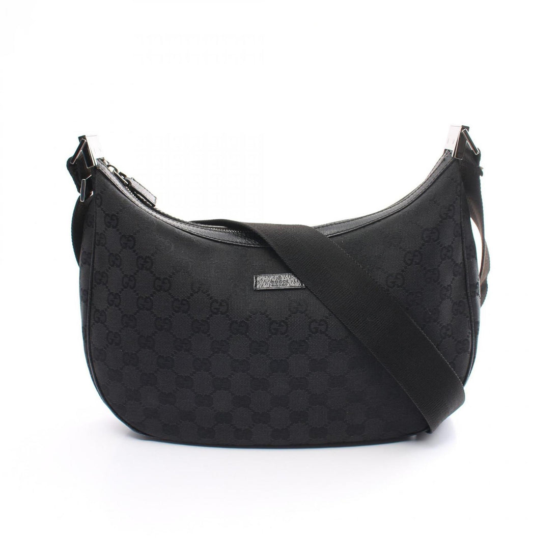 Gucci Black Gg Canvas Leather Shoulder Bag