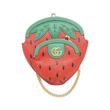 Gucci Green Red Color Leather Shoulder Bag
