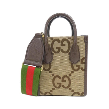 Gucci Brown Camel Canvas Leather Handbag