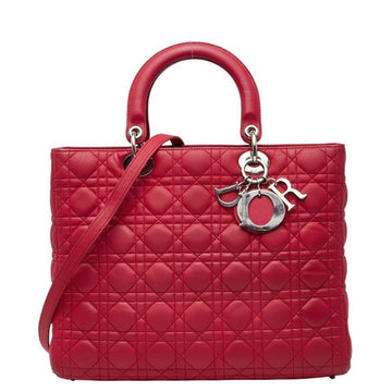 Christian Dior Lady Dior Red Color Leather Handbag Shoulder Bag ()