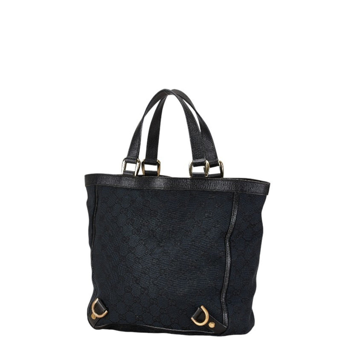 Gucci Black Canvas Leather Handbag Tote Bag