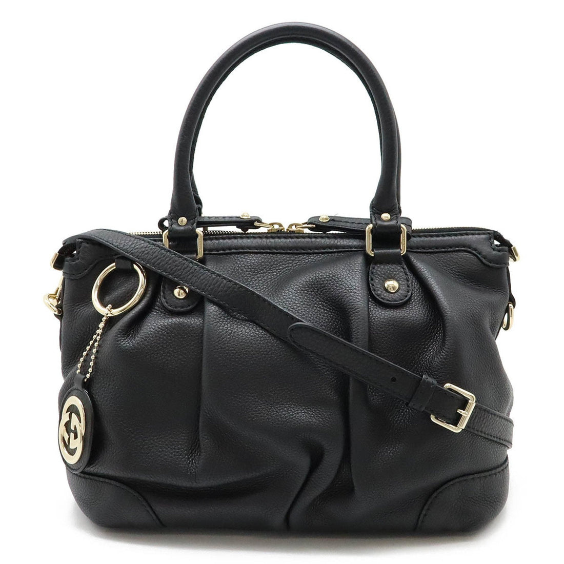 Gucci Sukey Black Leather Handbag Shoulder Bag Tote Bag