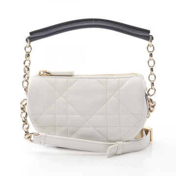 Christian Dior Navy White Leather Shoulder Bag ()