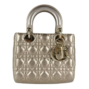 Christian Dior Lady Dior Gold Leather Handbag ()