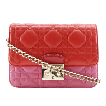 Christian Dior Pink Red Color Leather Shoulder Bag ()