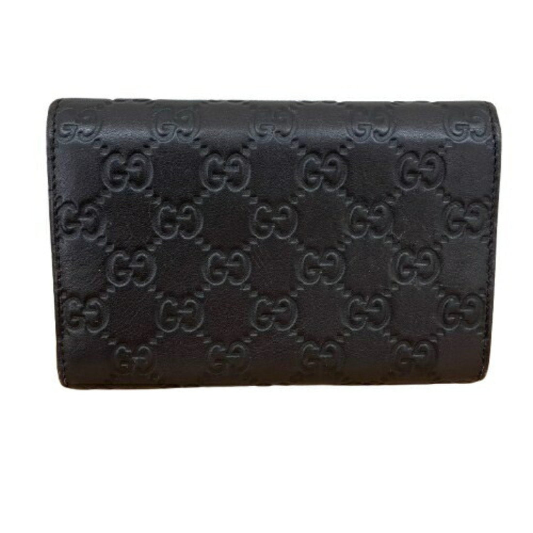 Gucci Black Leather Long Wallet (Tri-Fold)