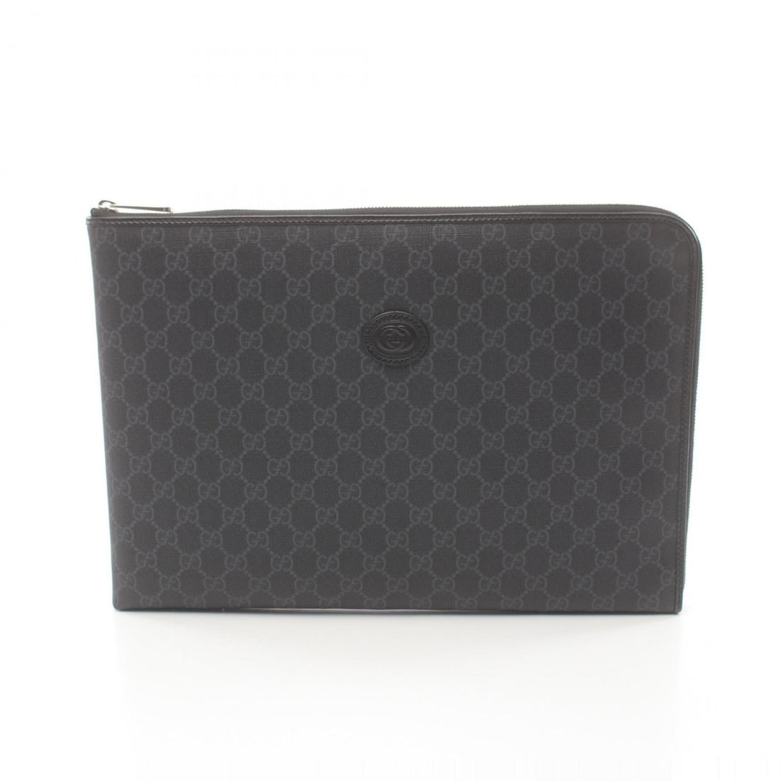 Gucci Black Pvc Coated Canvas Leather Clutch Bag Document Case