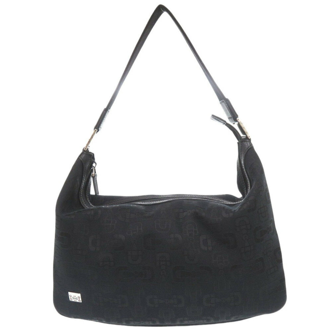 Gucci Horsebit Black Canvas Shoulder Bag