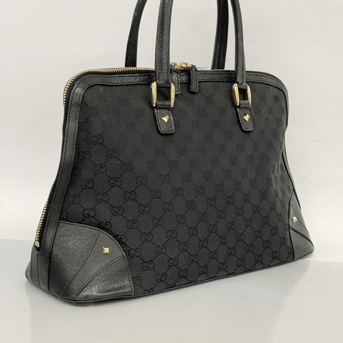 Gucci Black Canvas Leather Handbag