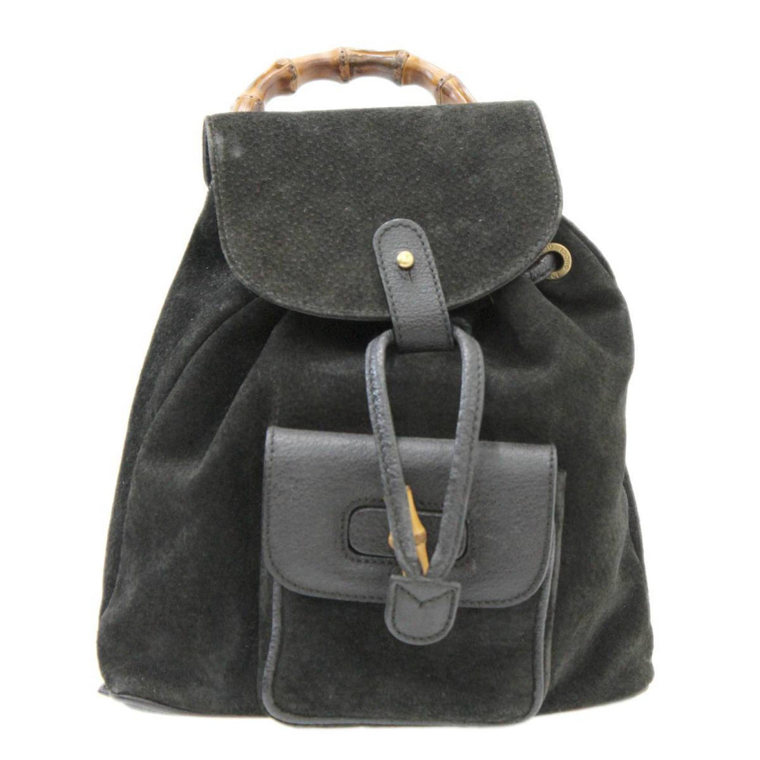 Gucci Bamboo Black Suede Leather Backpack