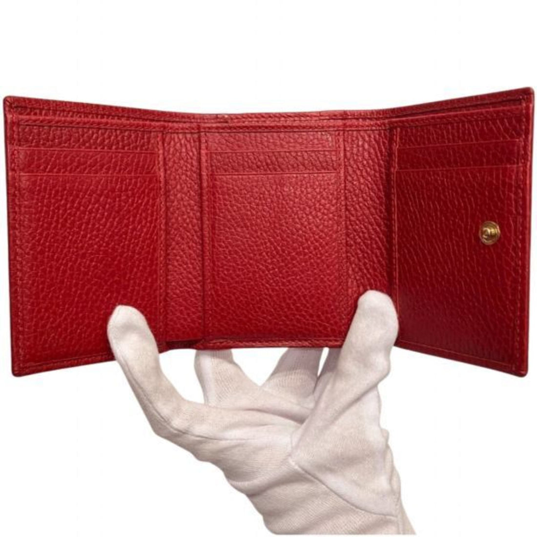Gucci Red Color Leather Wallet (Tri-Fold)