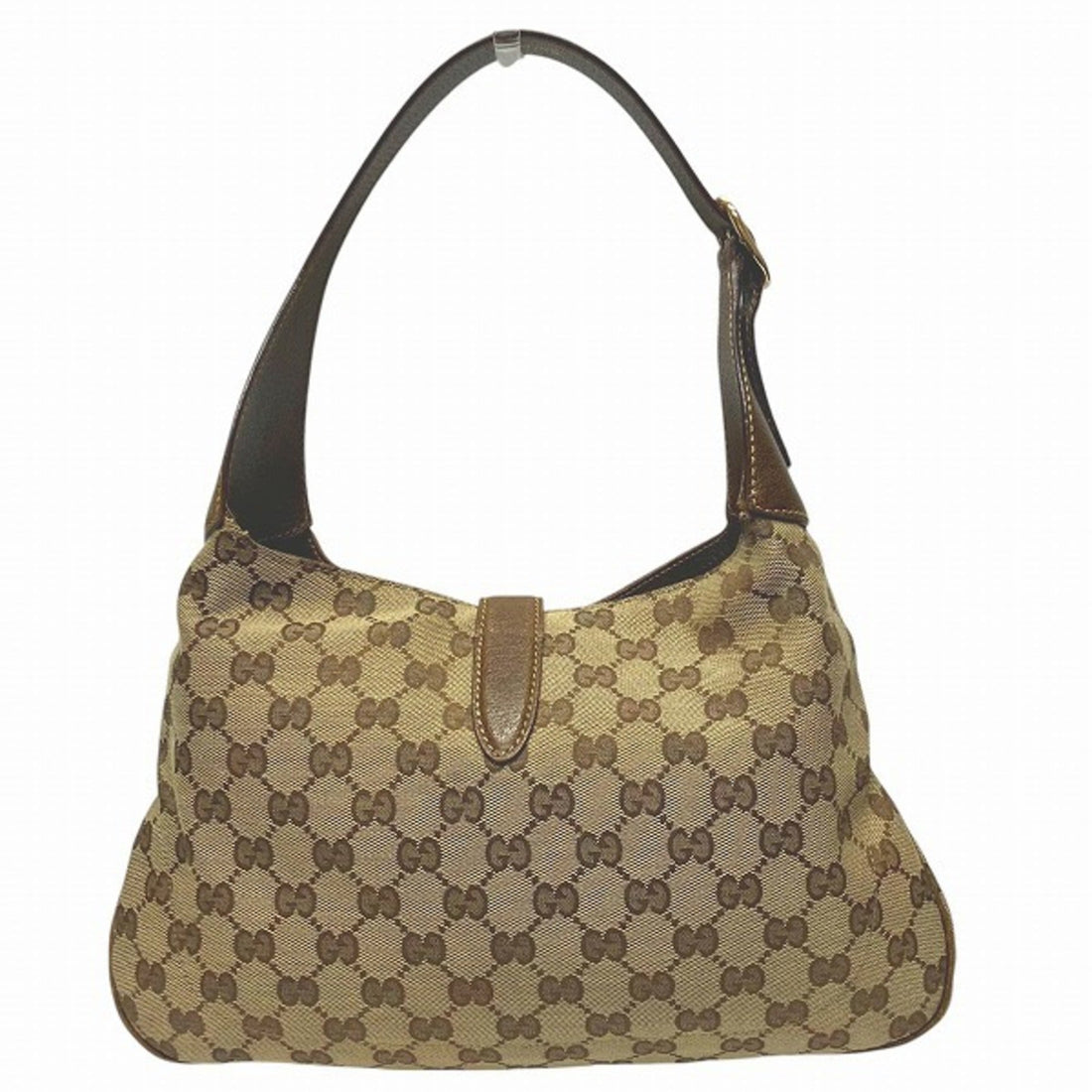 Gucci Brown Gg Canvas Leather Shoulder Bag