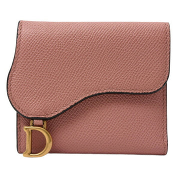 Christian Dior Pink Beige Leather Wallet (Tri-Fold) ()