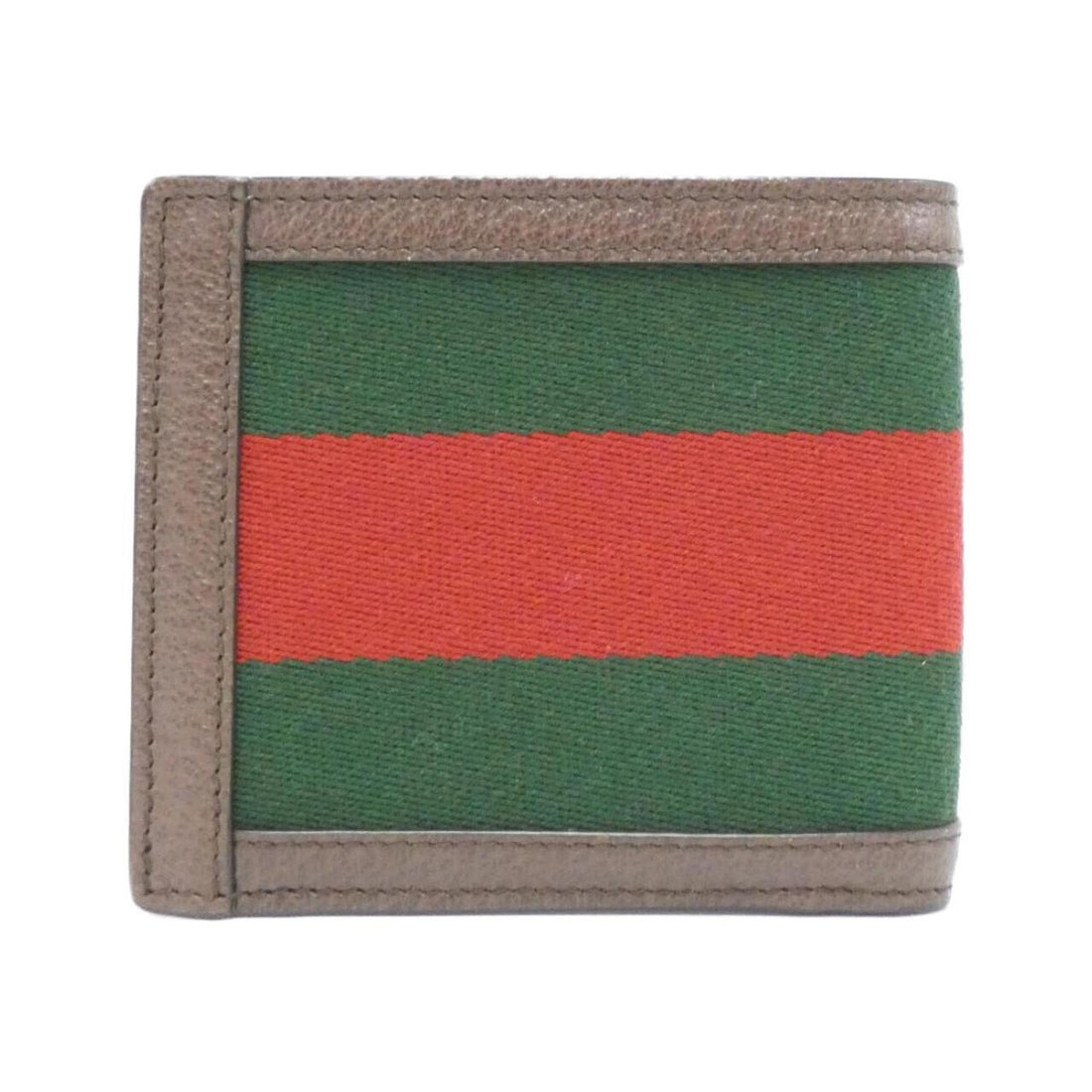 Gucci Brown Green Red Color Leather Wallet (Bi-Fold)