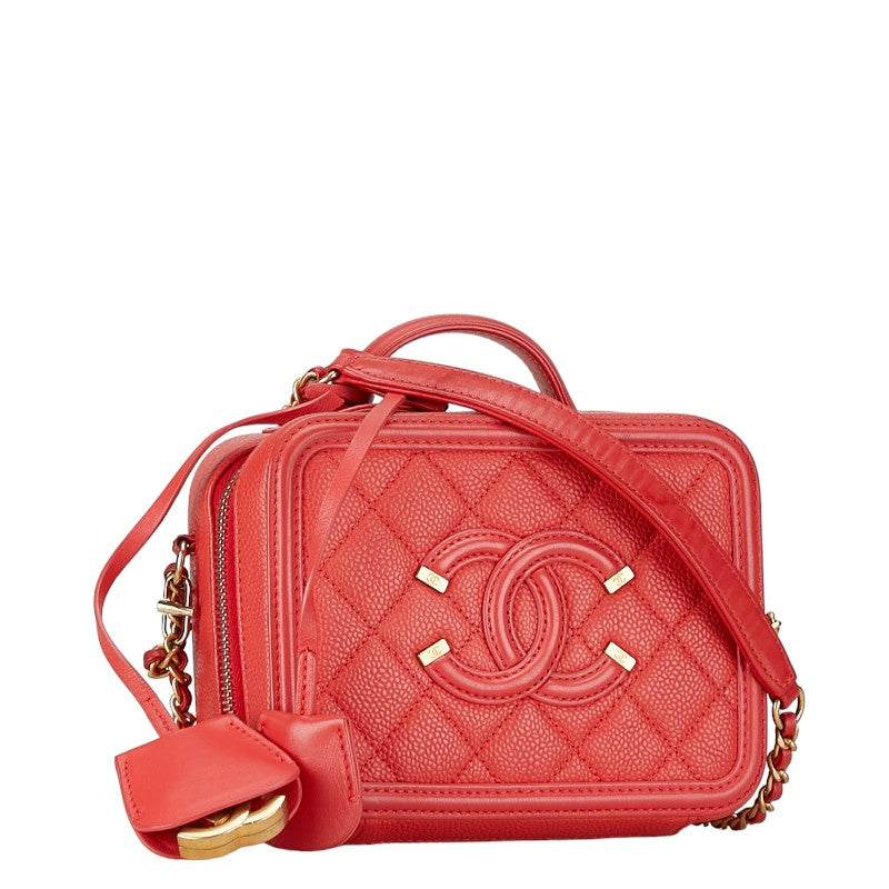 Top Quality Chanel Leather Coco Mark CC Filigree Chain Shoulder Bag