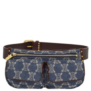 Celine Blue Denim Macadam Belt Bum Bag