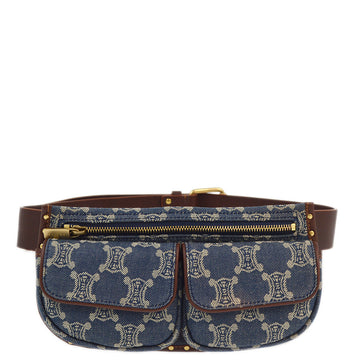 Celine Blue Denim Macadam Belt Bum Bag