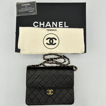 Top Quality Chanel Black Lambskin Pushlock Small Half Flap Shoulder Bag 1996-1997