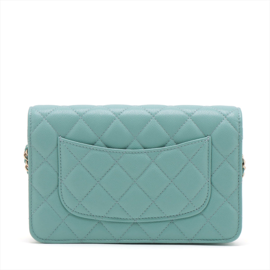 New 1:1 Rep Top Quality Chanel Matrasse Caviar S Chain Wallet Blue Silver G  29th