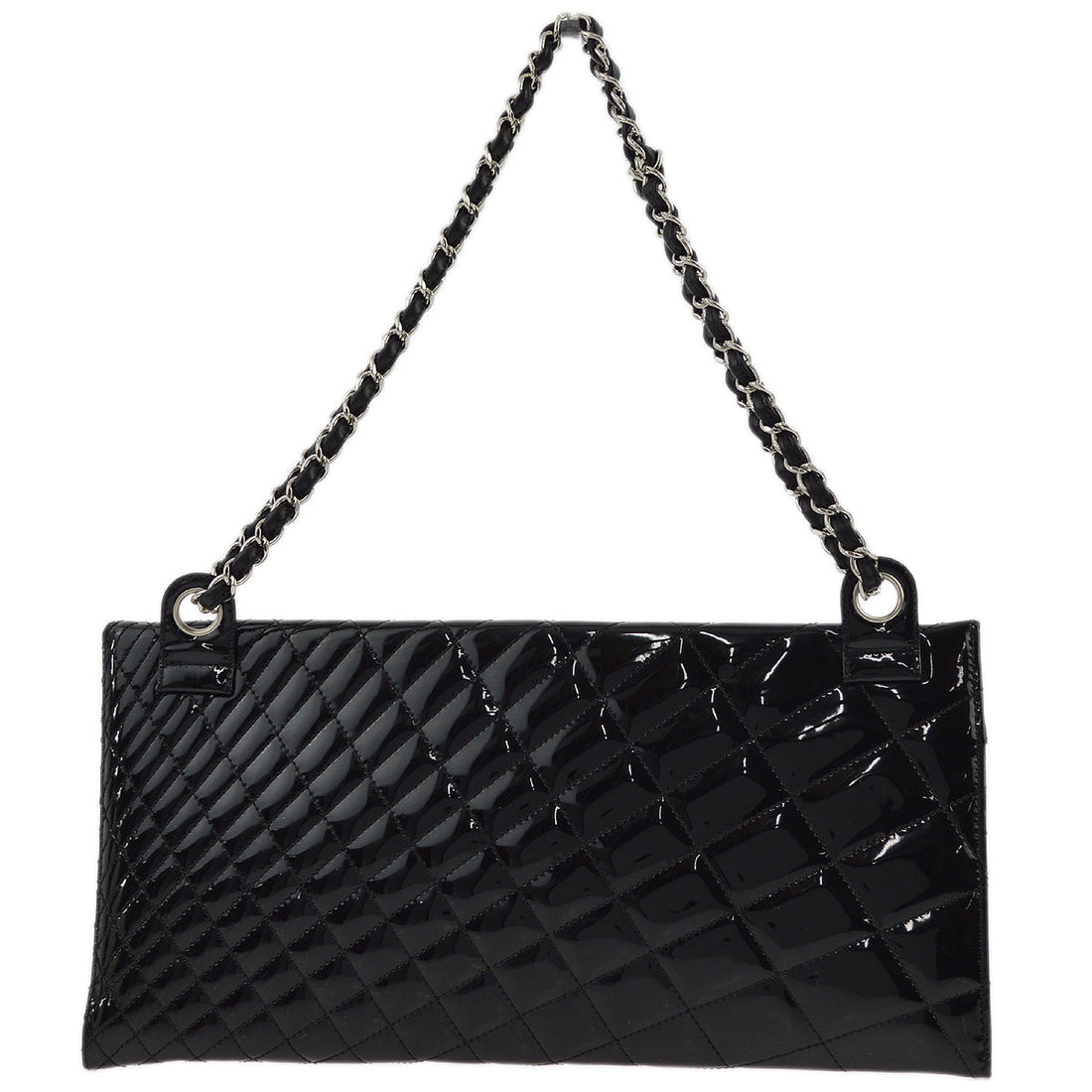 New 1:1 Rep Top Quality Chanel Black Patent Leather Double Chain Shoulder Bag