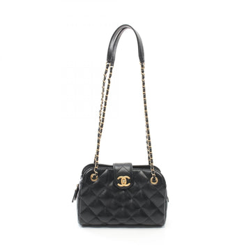 Top Quality Chanel Leather Bowling Shoulder Bag Black AS5005