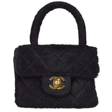 Top Quality Chanel 1991-1994 * Black Pony Hair Classic Flap Micro Handbag