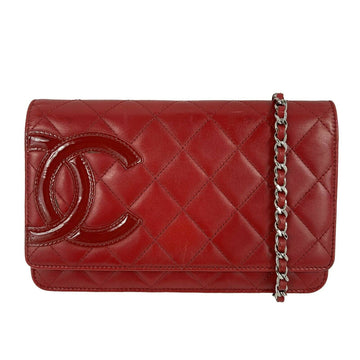 Top Quality Chanel - Calfskin Quilted Cambon Red / Silver Wallet On Chain - Crossbody