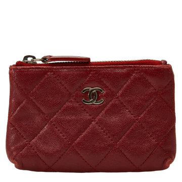 Top Quality Chanel Lambskin Coin Case Wine Red