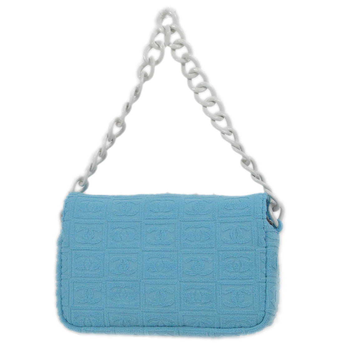 New 1:1 Rep Top Quality Chanel Light Blue Cotton Straight Flap Acrylic Chain Handbag